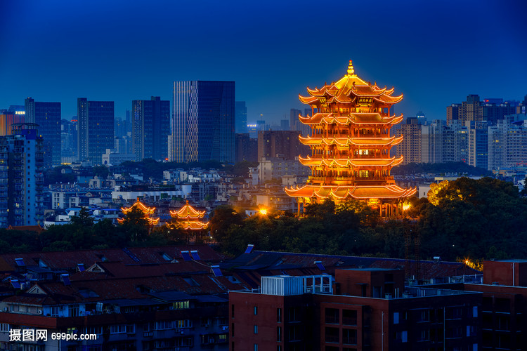 湖北武漢黃鶴樓夜景