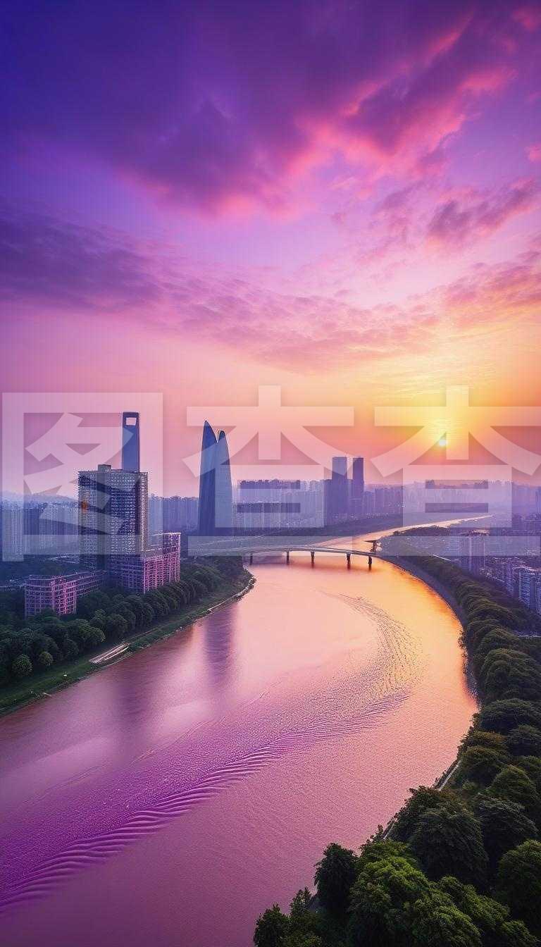 武漢江邊日落景象