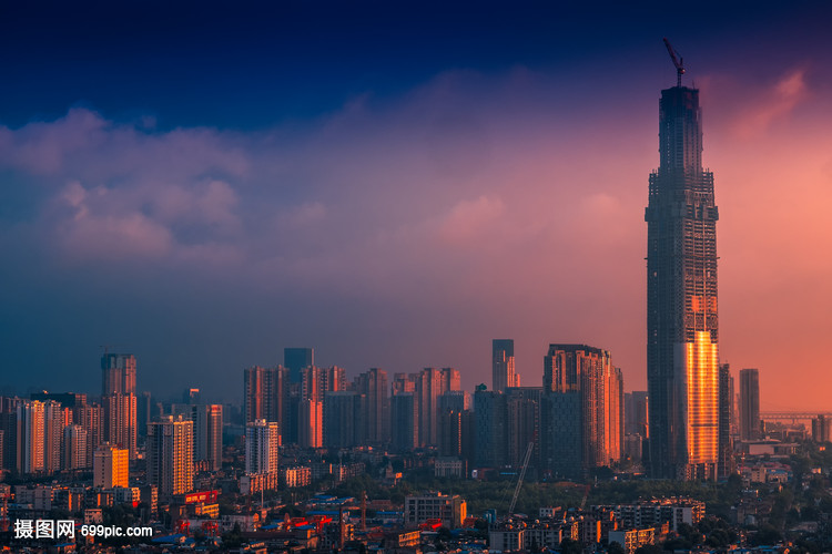 黃昏下的武漢城市風(fēng)光